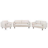 SOFA-SET 6-sitzer hellbeige Nurmo - Beige/Dunkelbraun, Textil (74/74/177cm) - Beliani