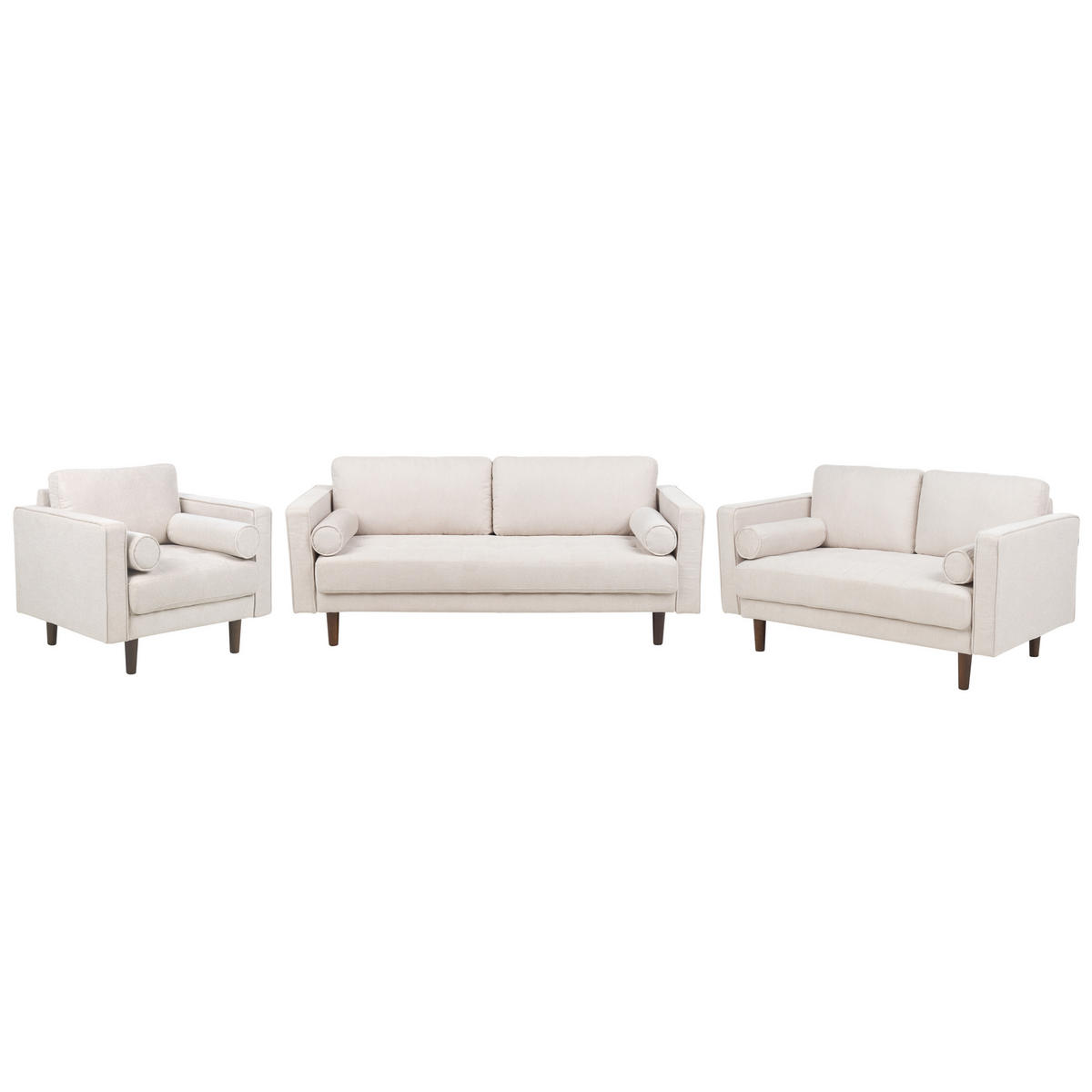 SOFA-SET 6-sitzer hellbeige Nurmo - Beige/Dunkelbraun, Textil (74/74/177cm) - Beliani