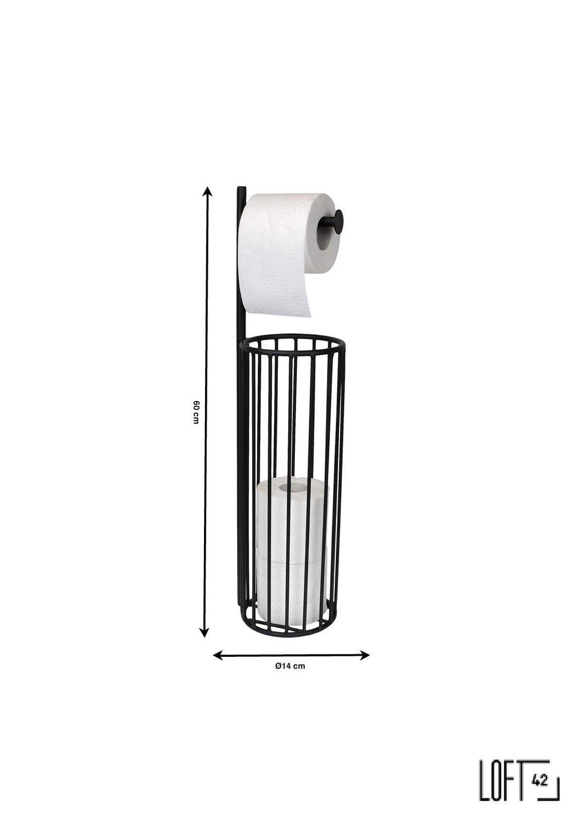 TOILETTENPAPIERHALTER Wiro Schwarz - Schwarz, Metall (14/60/14cm) - LOFT42