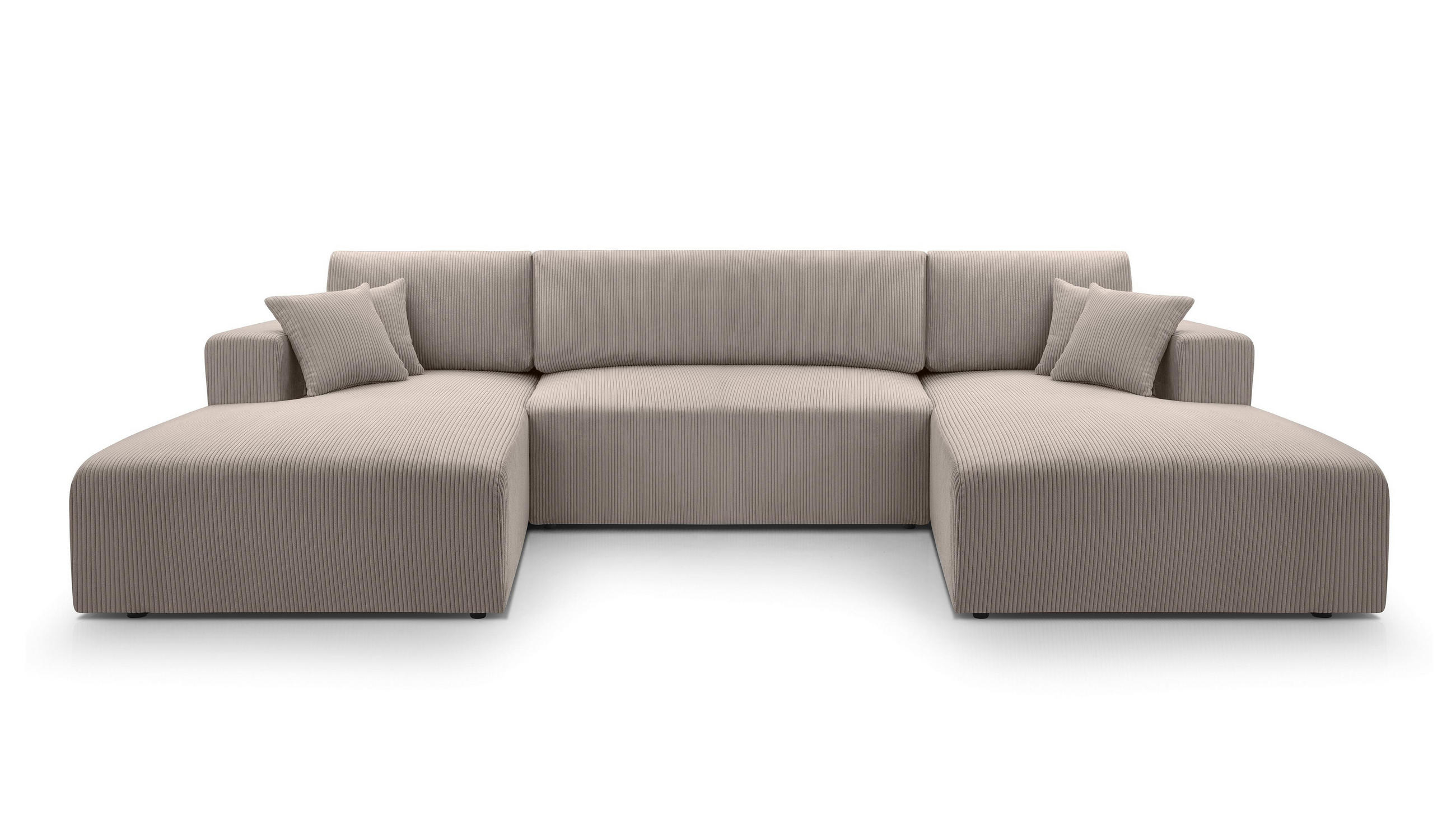 WOHNLANDSCHAFT Catea Beige 364/145/85 cm mit Schlaffunktion - Beige/Schwarz, Kunststoff/Textil (364/84/145cm) - AX Living