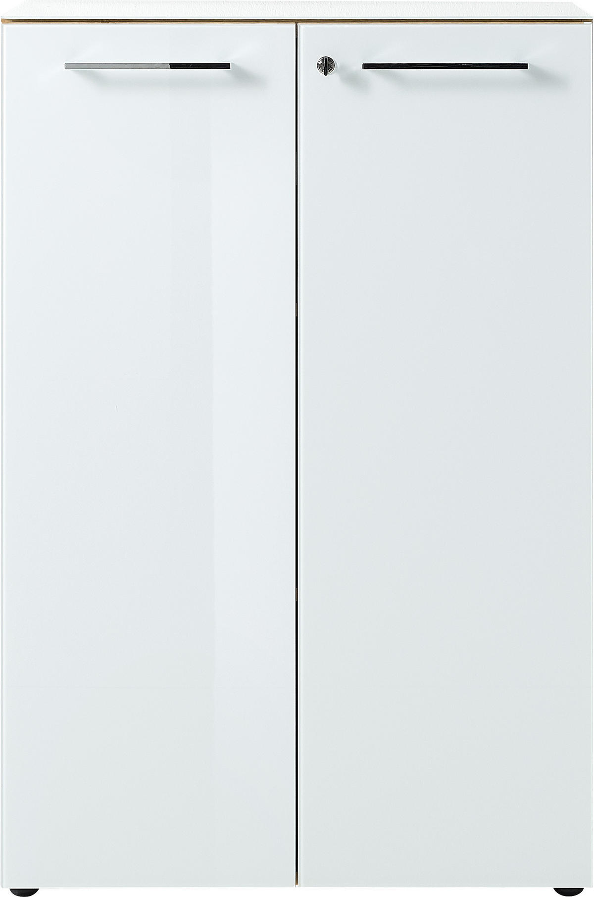 AKTENSCHRANK "Muenchen" Glasfront Soft-Close Abschließbar, Chalet-Eiche-Nb./Weiß 80x37x120cm - Weiß, Holzwerkstoff/Metall (80/120/37cm) - KADIMA DESIGN