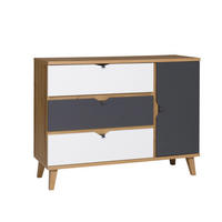 SIDEBOARD Aster 120/90/40 mit drei Schubladen - Eichefarben/Graphitfarben, Holzwerkstoff/Kunststoff (120/90/40cm) - Ravio
