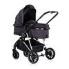 KINDERWAGEN Aura 2 in 1 schwarz gemustert umbaubar Wickeltasche Sitz umkehrbar bis 22 kg - Schwarz, Metall (98/60/106cm) - Chipolino