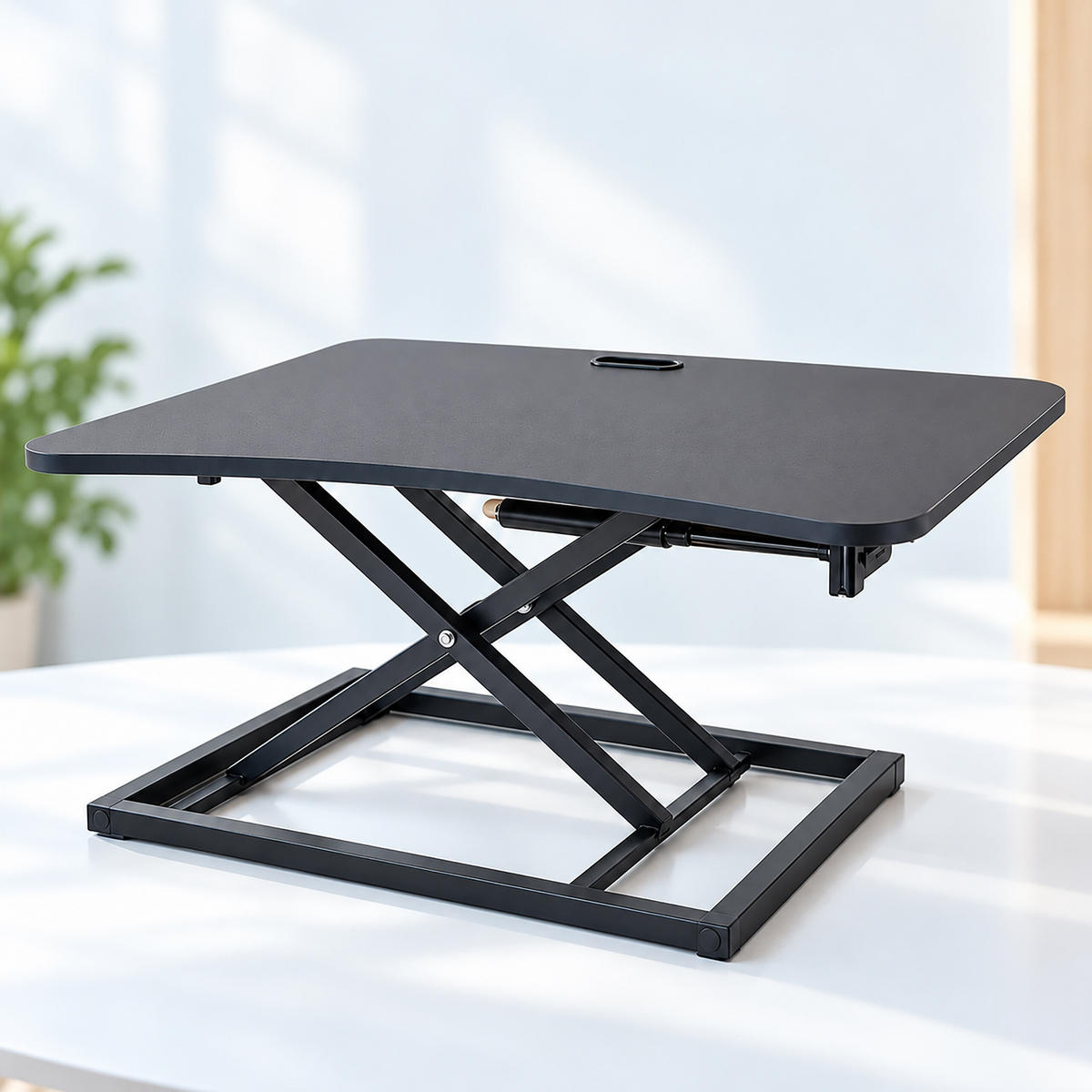 RIDICĂTOR Negru reglabil pe înălțime piston cu gaz 73x47 cm - negru, compozit lemnos/metal (47/73/40cm) - Relaxdays