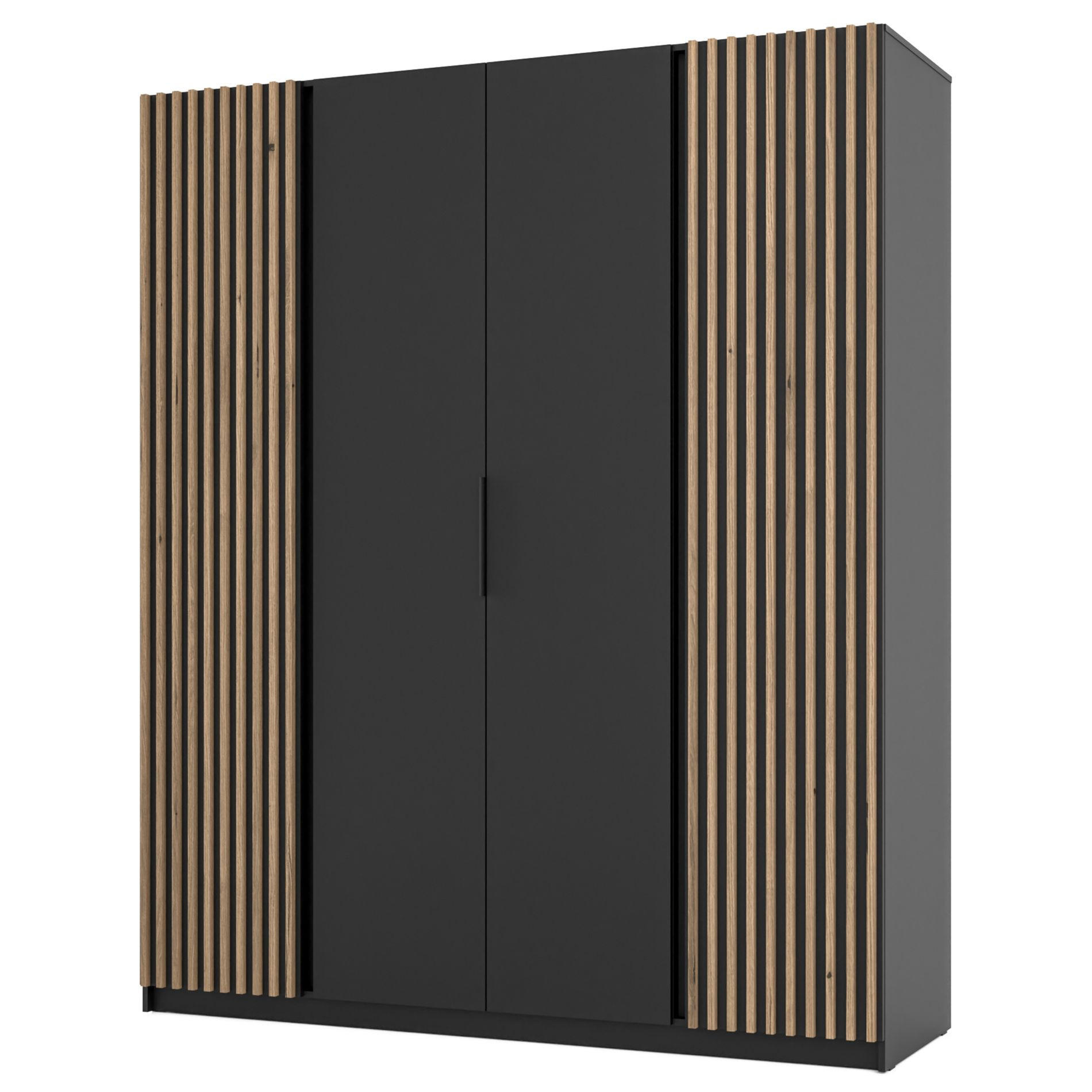 KLEIDERSCHRANK Kaja Schwarz 200 cm - Schwarz, Holzwerkstoff/Metall (200/239/61.9cm) - Selsey