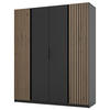 KLEIDERSCHRANK Kaja Schwarz 200 cm - Schwarz, Holzwerkstoff/Metall (200/239/61.9cm) - Selsey