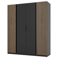 KLEIDERSCHRANK Kaja Schwarz 200 cm - Schwarz, Holzwerkstoff/Metall (200/239/61.9cm) - Selsey