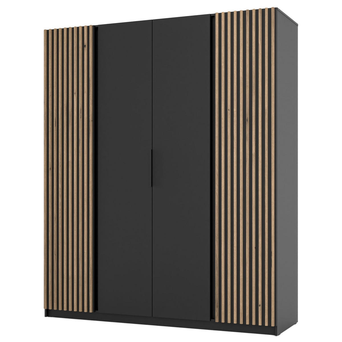 KLEIDERSCHRANK Kaja Schwarz 200 cm - Schwarz, Holzwerkstoff/Metall (200/239/61.9cm) - Selsey