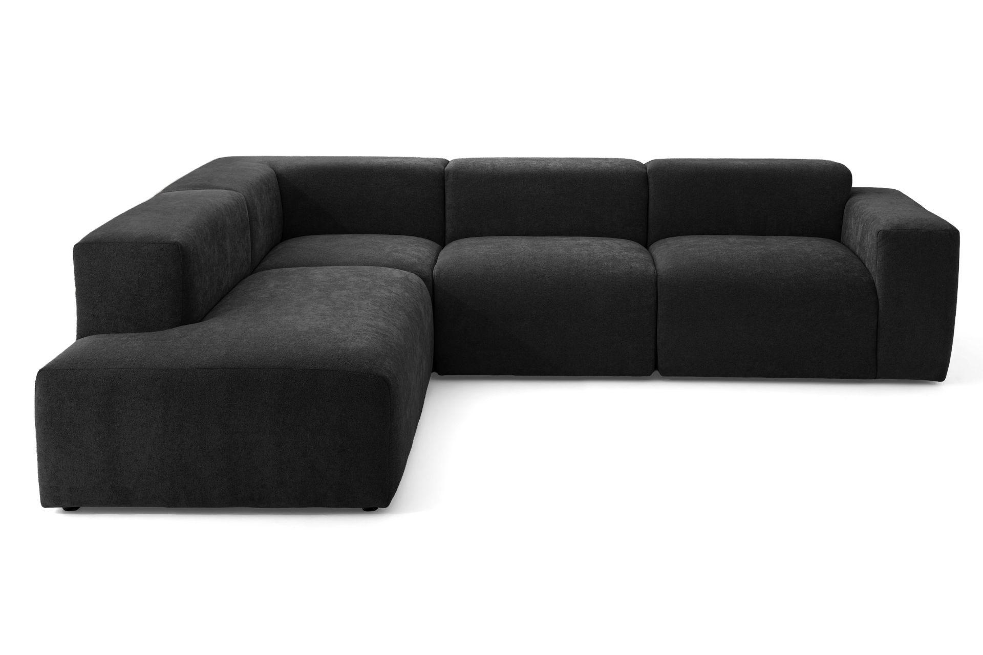 4-SITZER modulares Ecksofa HEAVEN SET 2 Links, Breite 300 cm Webstoff Schwarz - Schwarz, Holz/Kunststoff (300/245cm) - Muffo
