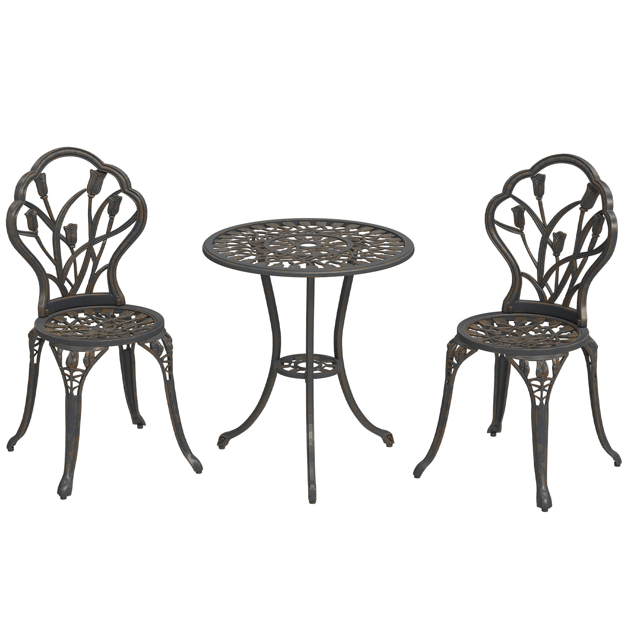 GARTEN-BEISTELLTISCHSET Bronze 3 Stück - Bronzefarben, Naturmaterialien (60/60/67cm) - GiPP