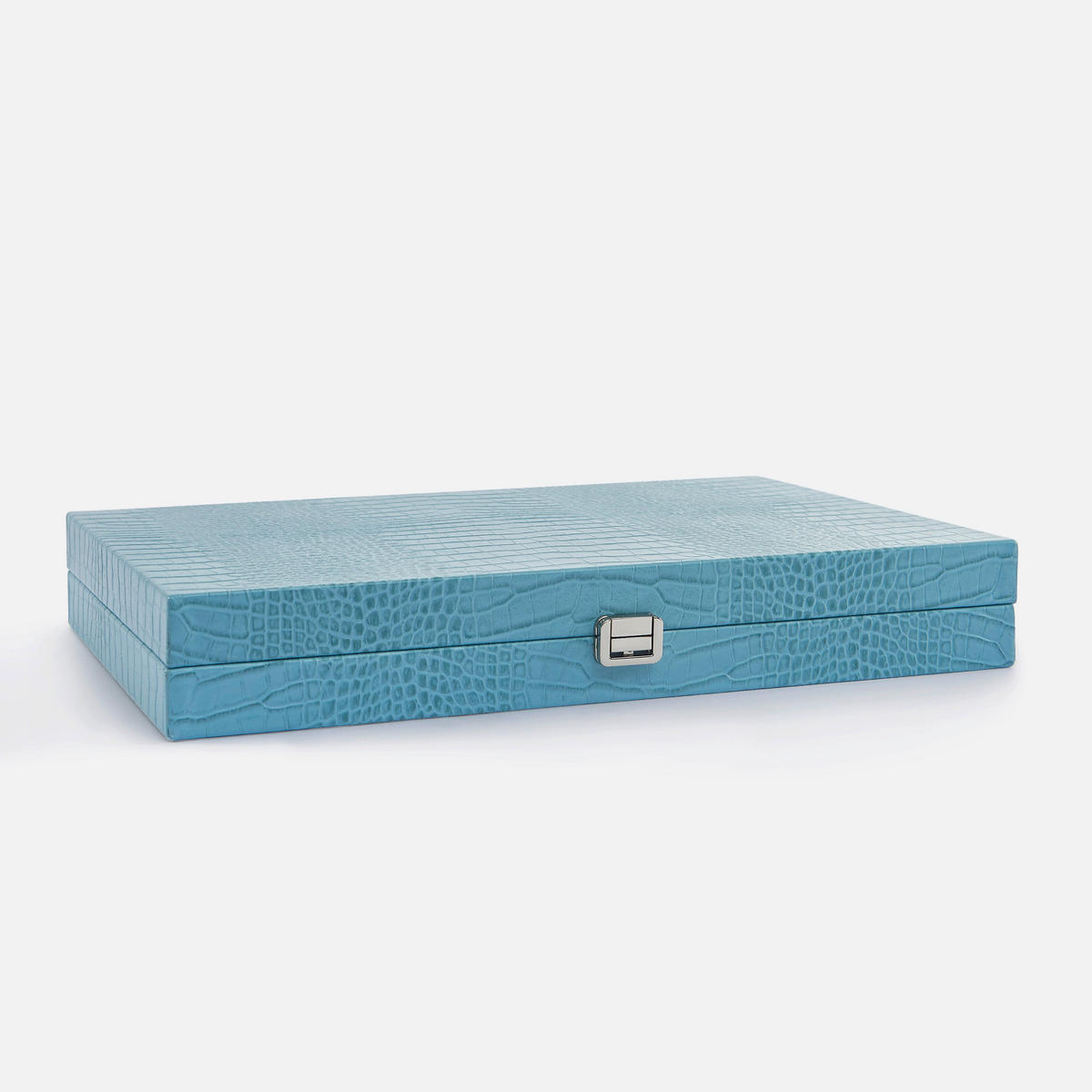 BACKGAMMON – Groß BACKGAMMON Leder Riviera-Blau 46cm - Blau, Leder (46/30.3cm) - Premium Interiors