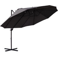 DOPPELSONNENSCHIRM aus Metall 440x270x250 cm in Dunkelgrau mit Handkurbel - Dunkelgrau, Metall (270/440cm) - Modfu