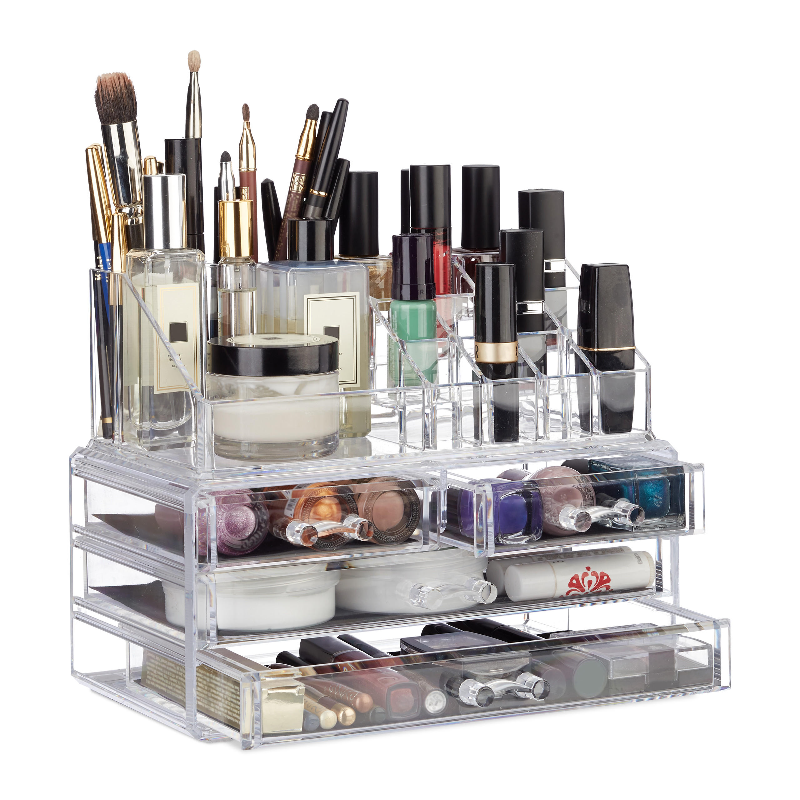 MAKEUP Organizer - Transparent, Kunststoff (24/19/13.5cm) - Relaxdays