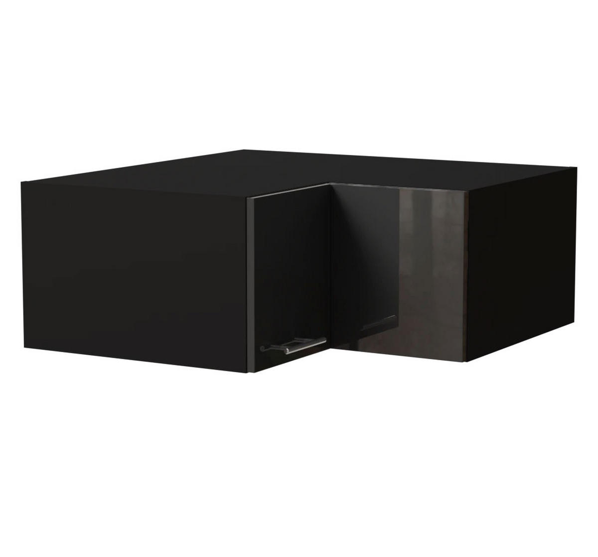 ECK-AUFSATZSCHRANK Essen W14/90/36 Graphit Hochglanz / Schwarz Matt 90 / 90 / 36cm - Schwarz/Graphitfarben, Holz/Holzwerkstoff (90/36/90cm) - Feldmann-Wohnen