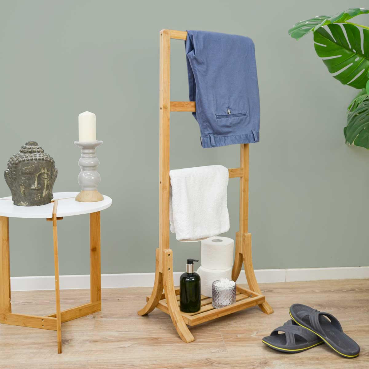 BAMBUS-HANDTUCHSTÄNDER 40x30x102 cm - Braun, Holz (30/102/40cm) - Dunedesign