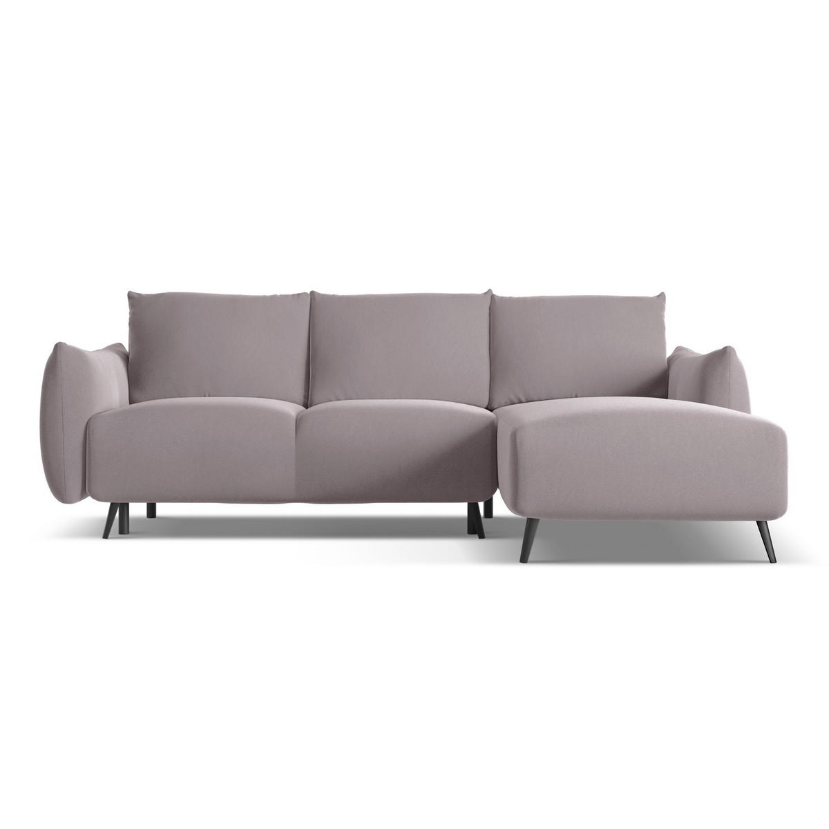 ECKSOFA mit Schlaffunktion Samt Stoff Violett - Lila/Flieder, Textil/Metall (242/162cm) - LaMiaSofa