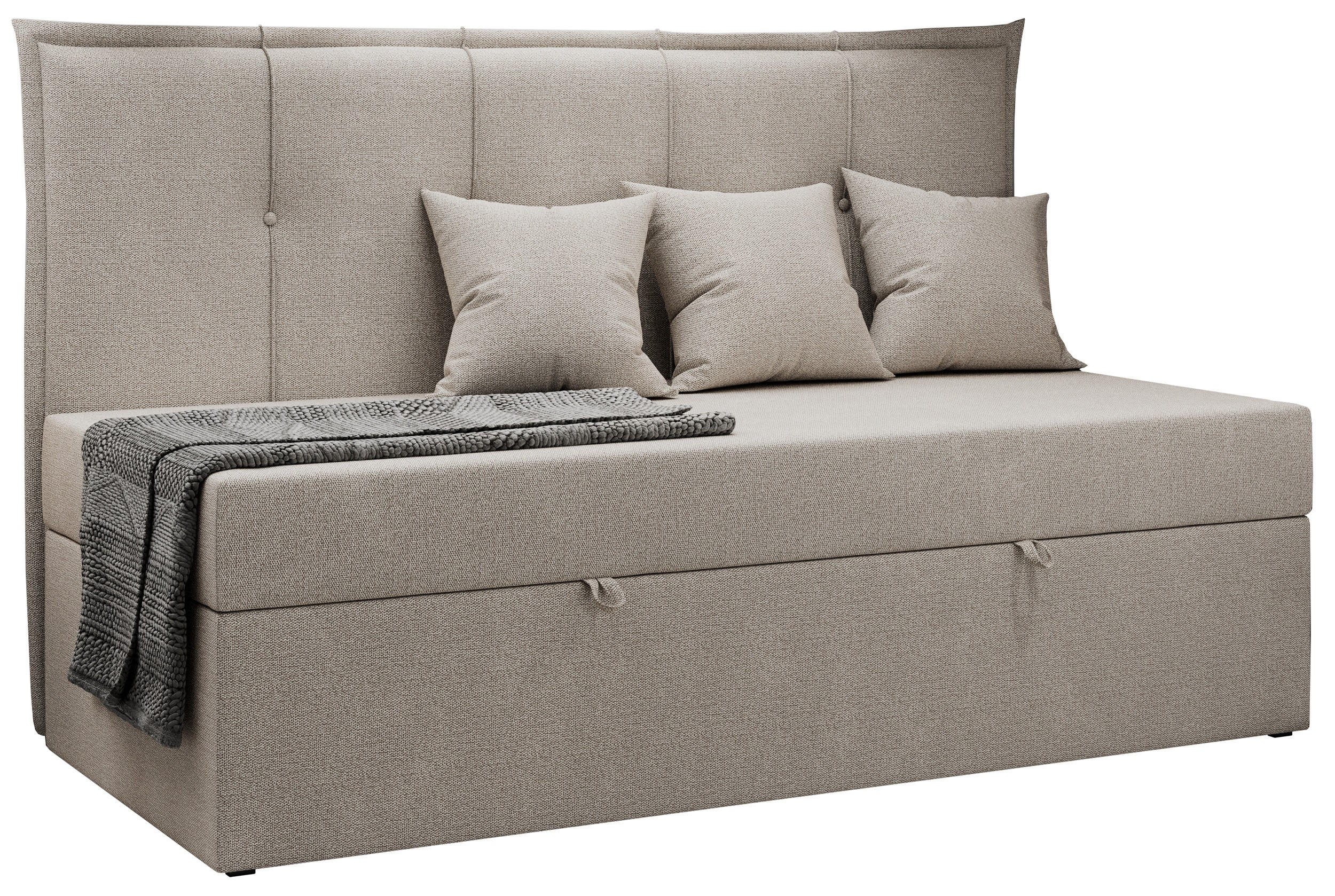 BOXBETT BANCO 90/200 Beige Struktur - H3 - Beige, Holz/Textil (90/200cm) - MKS