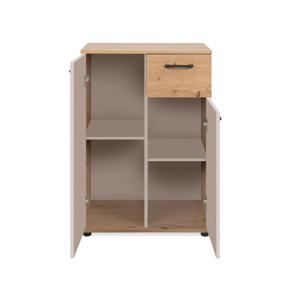 SIDEBOARD 2 Türen, 1 Schublade in Eicheneffekt und Kaschmir 35/85,5/60 cm - Eschefarben, Holzwerkstoff (35/85.5/39cm) - Calicosy