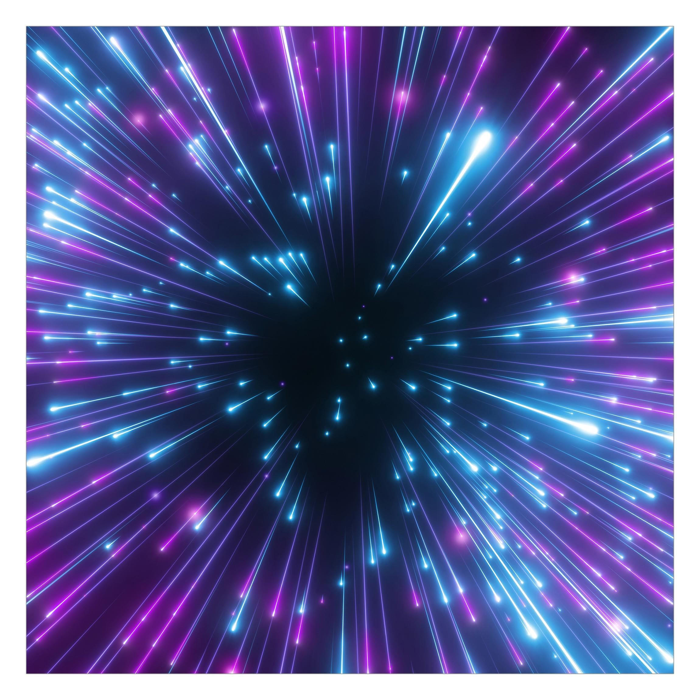 FOTOTAPETE Neon Feuerwerk 192/192 cm - Violett, Papier (192/192cm) - Bilderwelten