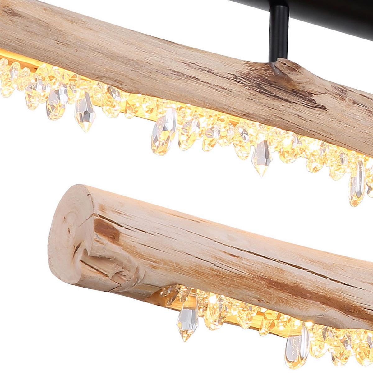 LED DECKENLEUCHTE Felicitas Schwarz Kristalloptik - Schwarz, Holz (100/8/30cm) - Globo Lighting