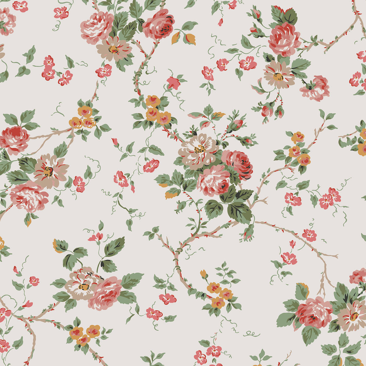 VLIESTAPETE Mountney Garten 1000x52cm - Pink/Altrosa, Papier/Kunststoff (52/1000cm) - LAURA ASHLEY