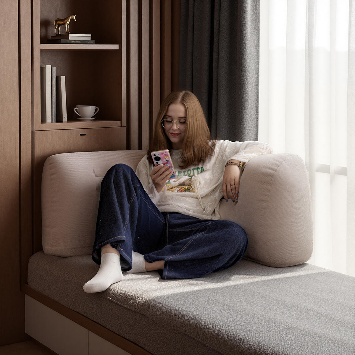 RÜCKENLEHNE Beige, 90cm - Beige, Textil (90/22cm)