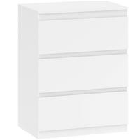 KOMMODE in Weiß mit 3 Schubladen, grifflosem Design und FSC-zertifizierter Spanplatte,79/40/60 cm - Weiß, Holz (60/79/40cm) - Flora Grace