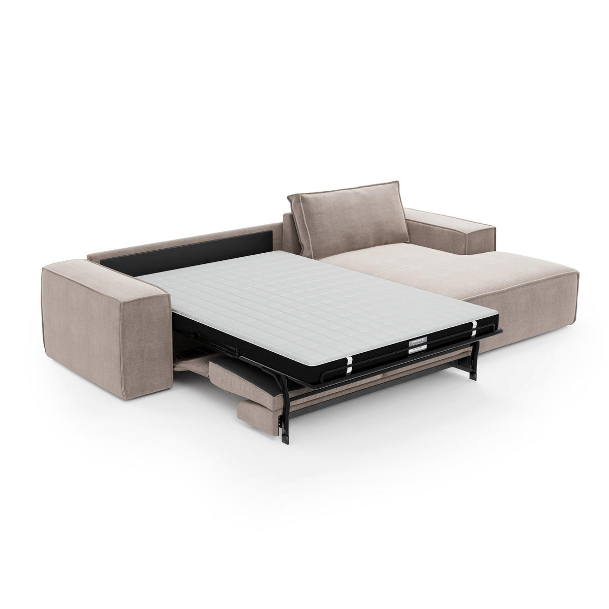 ECKSOFA RECHTS Samt Taupe 302cm - Taupe, Textil (302/165cm) - Sia Home