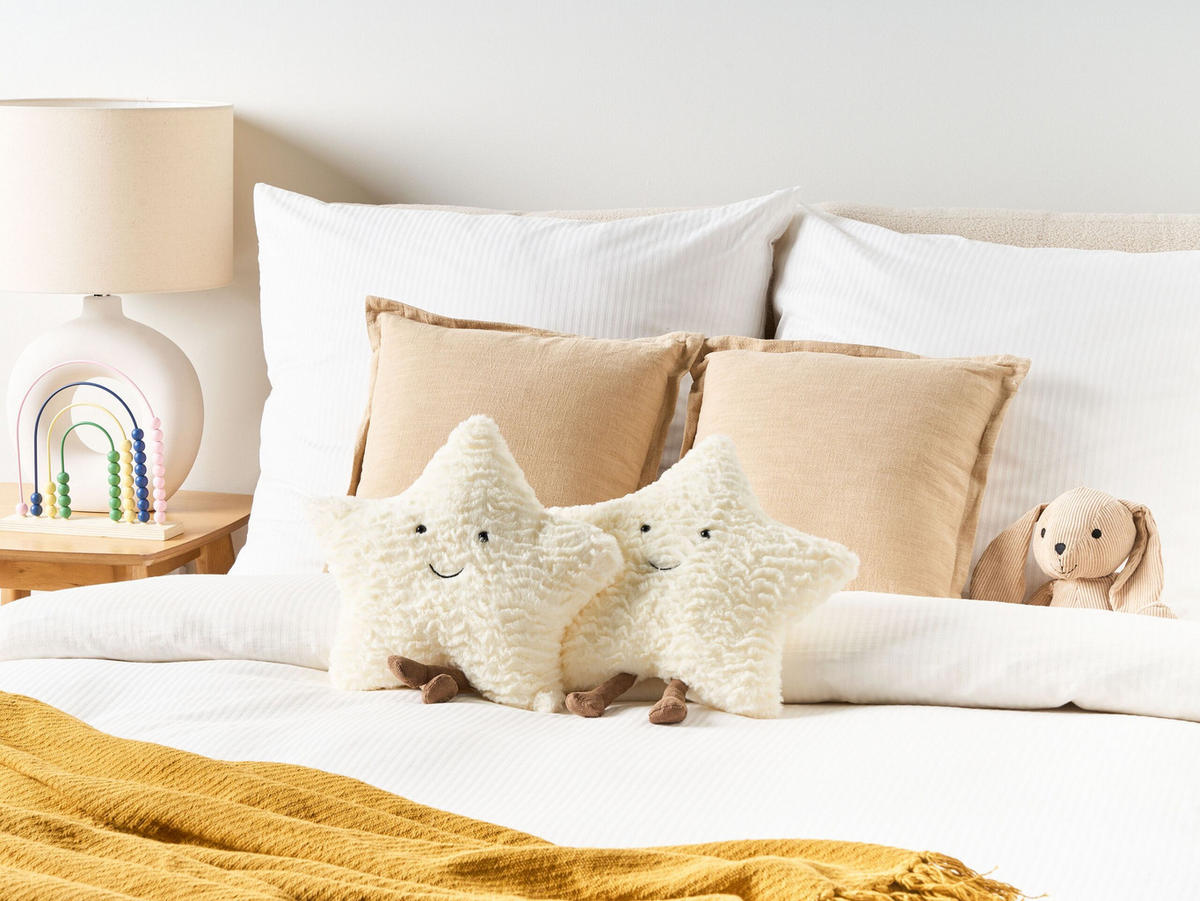 KINDERKISSEN 2er-Set Cremeweiß 40/40 cm Starfruit - Ecru, Textil (40/40cm) - Beliani