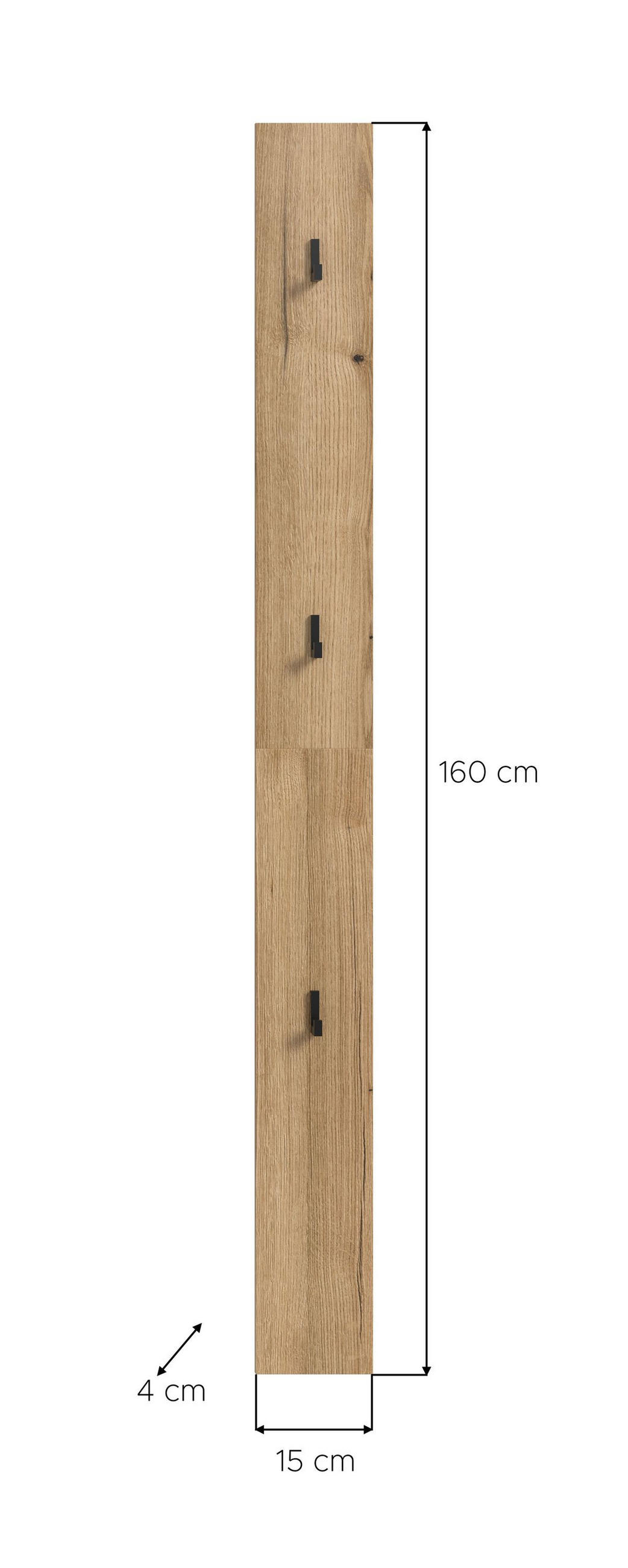 HAKENPANEEL NARO (B/H/T: ca. 15/160/2 cm) in Evoke Oak Nachbildung/Evoke Oak Nachbildung - Eichefarben, Holzwerkstoff (15/160/2cm)