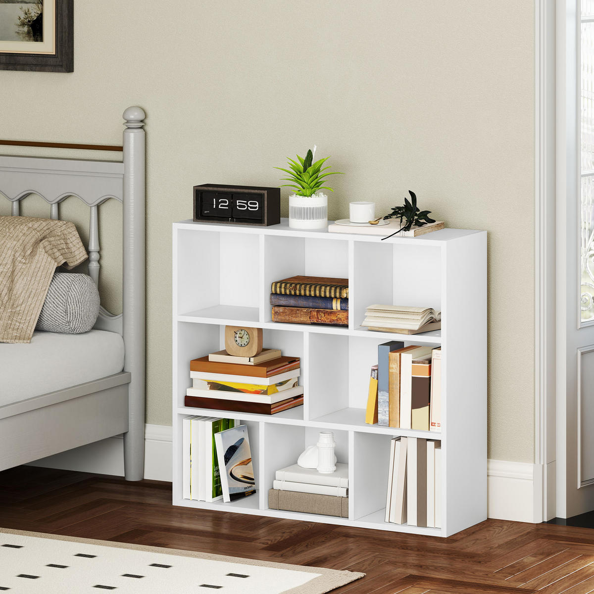 BÜCHERREGAL, Standregal mit 8 Ebenen, Aufbewahrungsregal, für Wohnzimmer - Weiß, Karton (24/80/74.3cm) - HOMCOM
