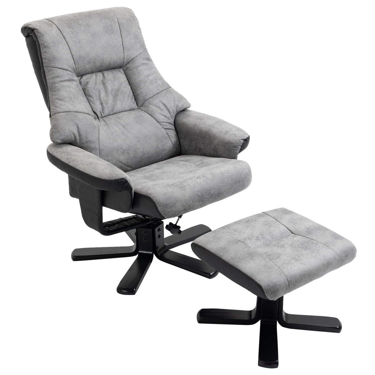 RELAXSESSEL DE-07570 360° drehbar & 135° neigbar mit Hocker Grau - Grau, Holz (82.5/109/78cm) - ComfortXL