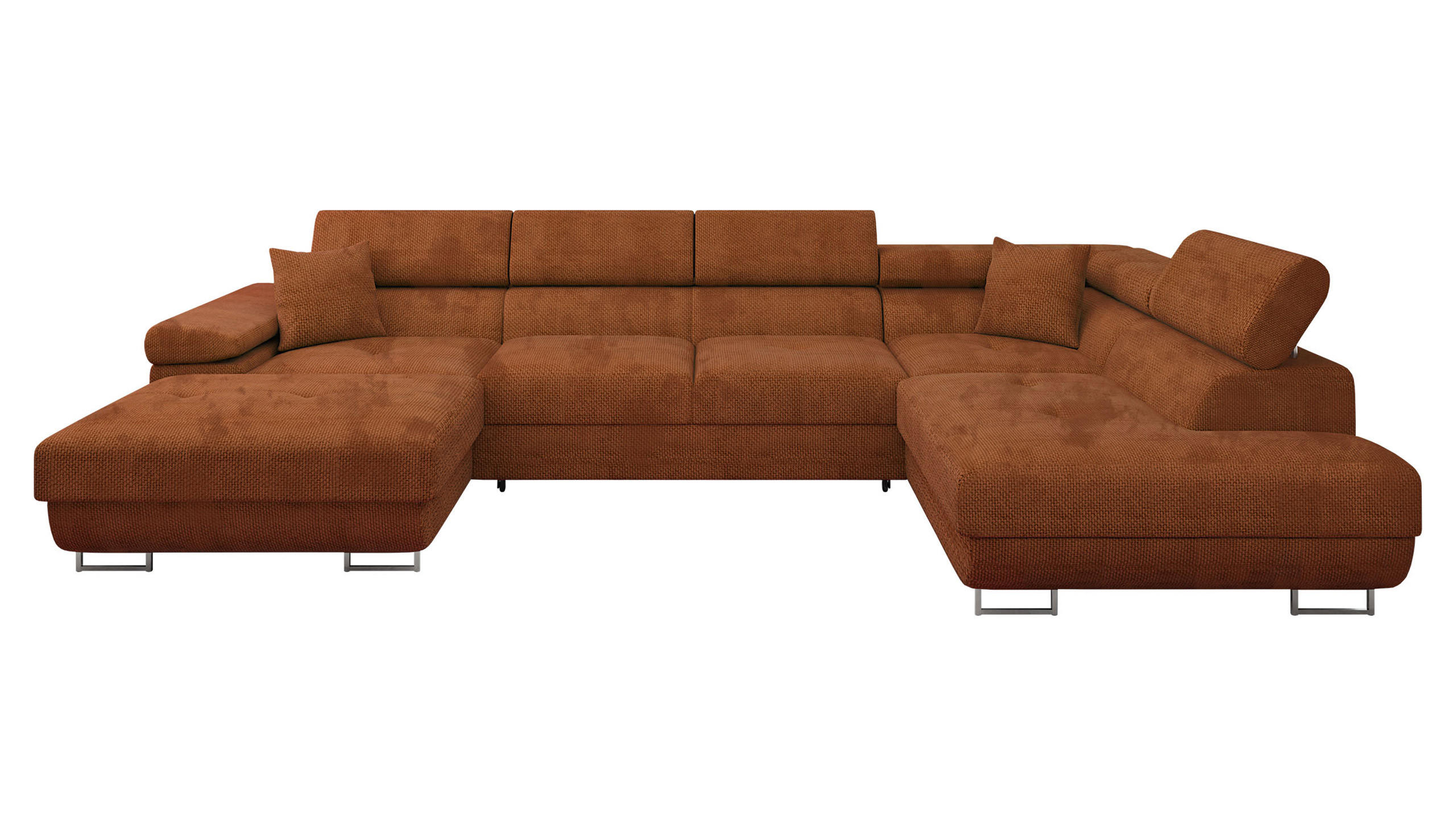 WOHNLANDSCHAFT Torezio Bis, Seite: Rechts - Dunkelorange, Holz/Textil (346/90/203cm) - MIRJAN24