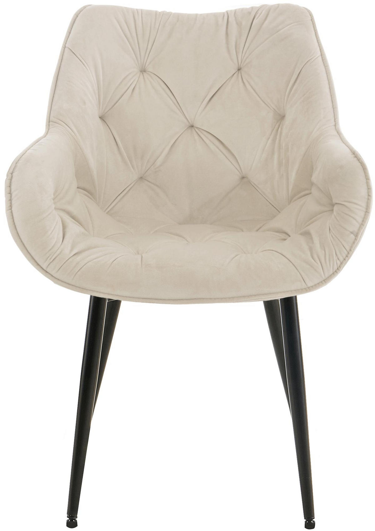 ARMLEHNENSTUHL 2er Set Samt Creme - Creme/Schwarz, Textil/Metall (58/83/62cm) - CLP