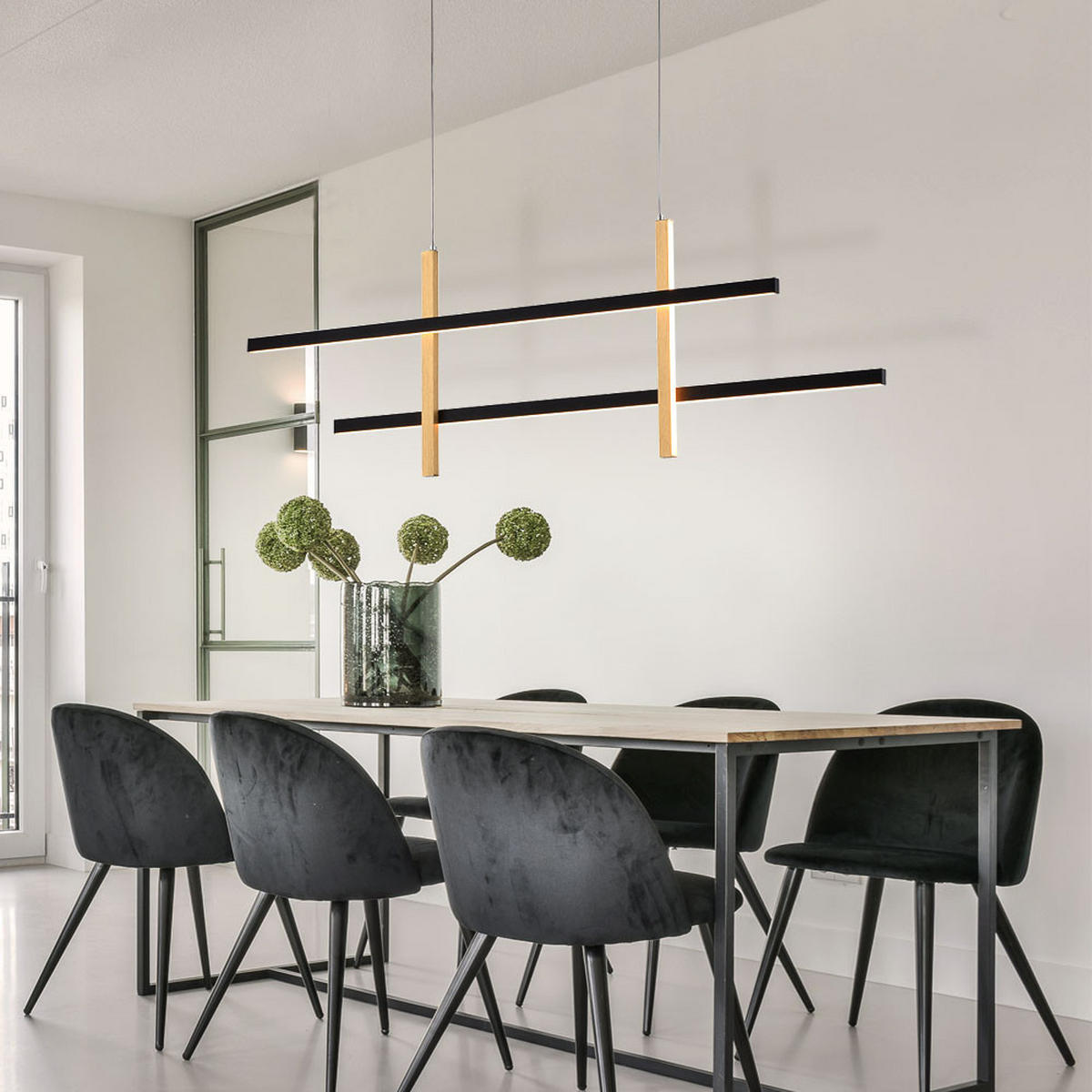 LED HÄNGELEUCHTE Metall Schwarz - Schwarz, Metall (109.5/6/120cm)