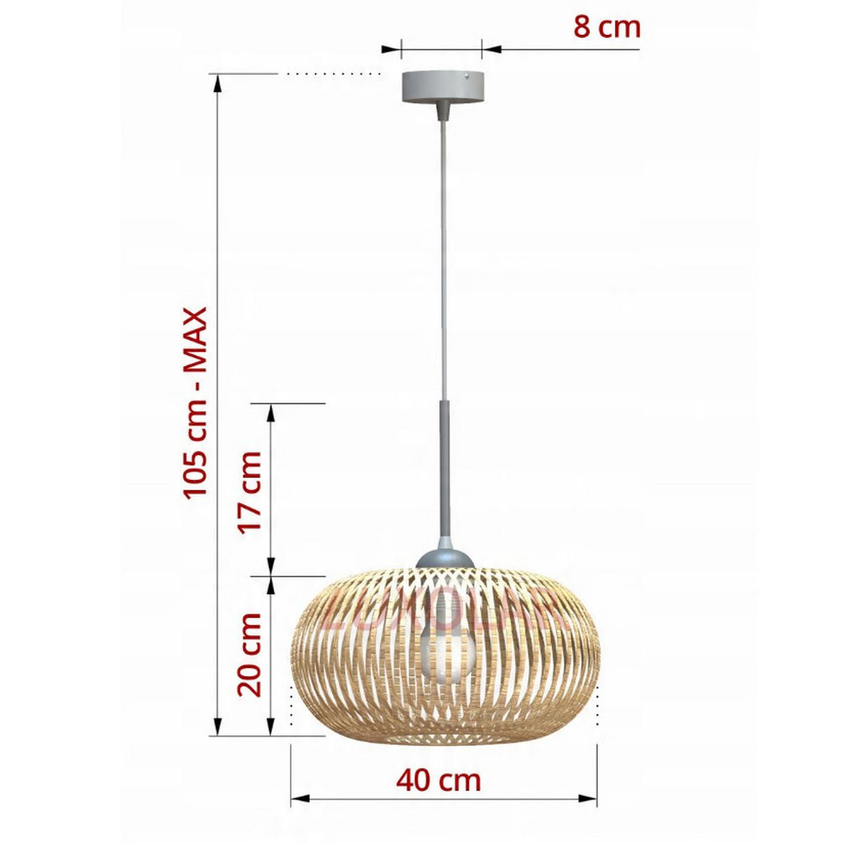 PENDELLEUCHTE BOHO - Beige, Holz/Metall (40/40/100cm) - kiki design