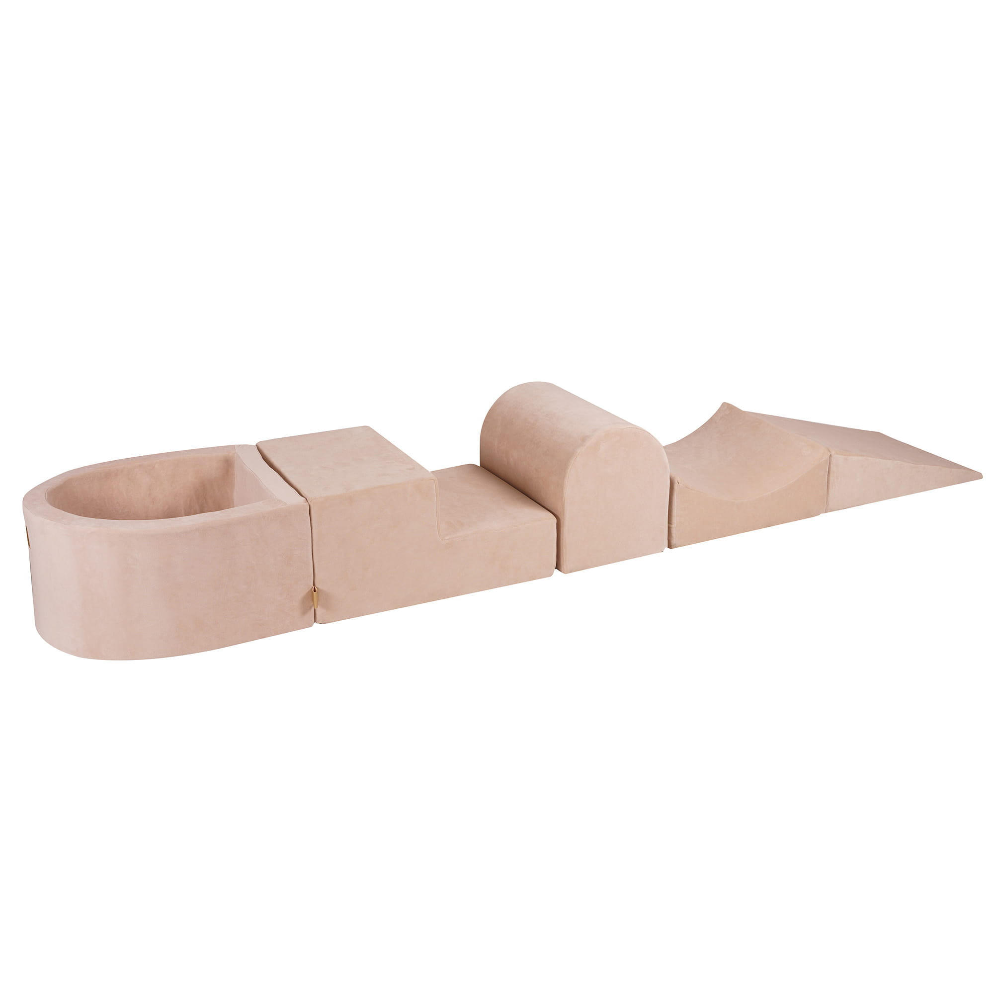 BÄLLEBAD klein mit Schaumstoff Bausteinen für Kinder, Samt, Ecru - Ecru, Textil (250/45/30cm) - MeowBaby