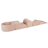 BÄLLEBAD klein mit Schaumstoff Bausteinen für Kinder, Samt, Ecru - Ecru, Textil (250/45/30cm) - MeowBaby