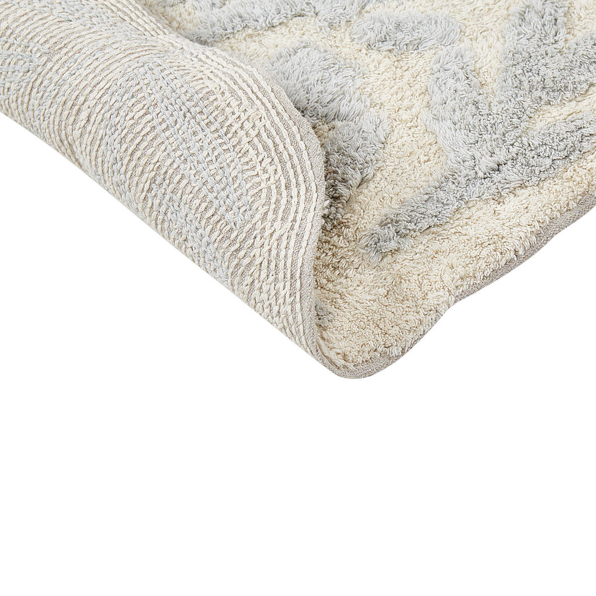 BADEMATTE Grau 60 x 90 cm Derik - Beige/Grau, Textil (60/90cm) - Beliani