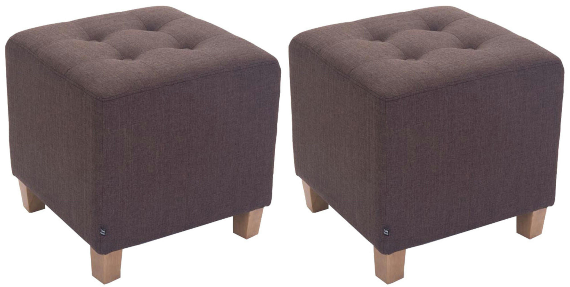 SITZWÜRFEL 2er Set Stoff braun - Braun, Holz/Textil (45/46/45cm) - CLP