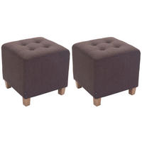 SITZWÜRFEL 2er Set Stoff braun - Braun, Holz/Textil (45/46/45cm) - CLP