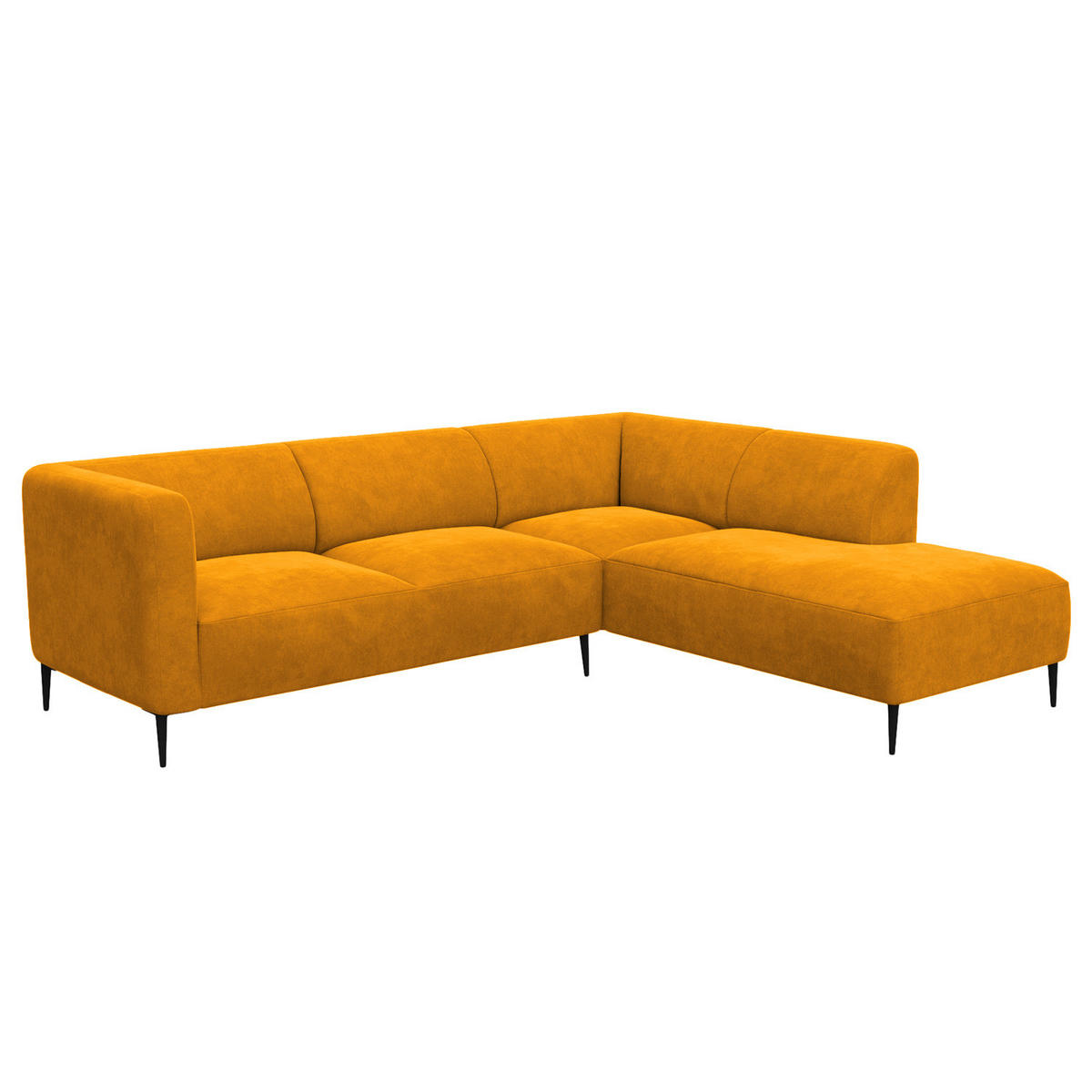 2,5-SITZER ECKSOFA mit Ottomane - Gelb/Schwarz, Textil/Metall (252/205cm) - home24