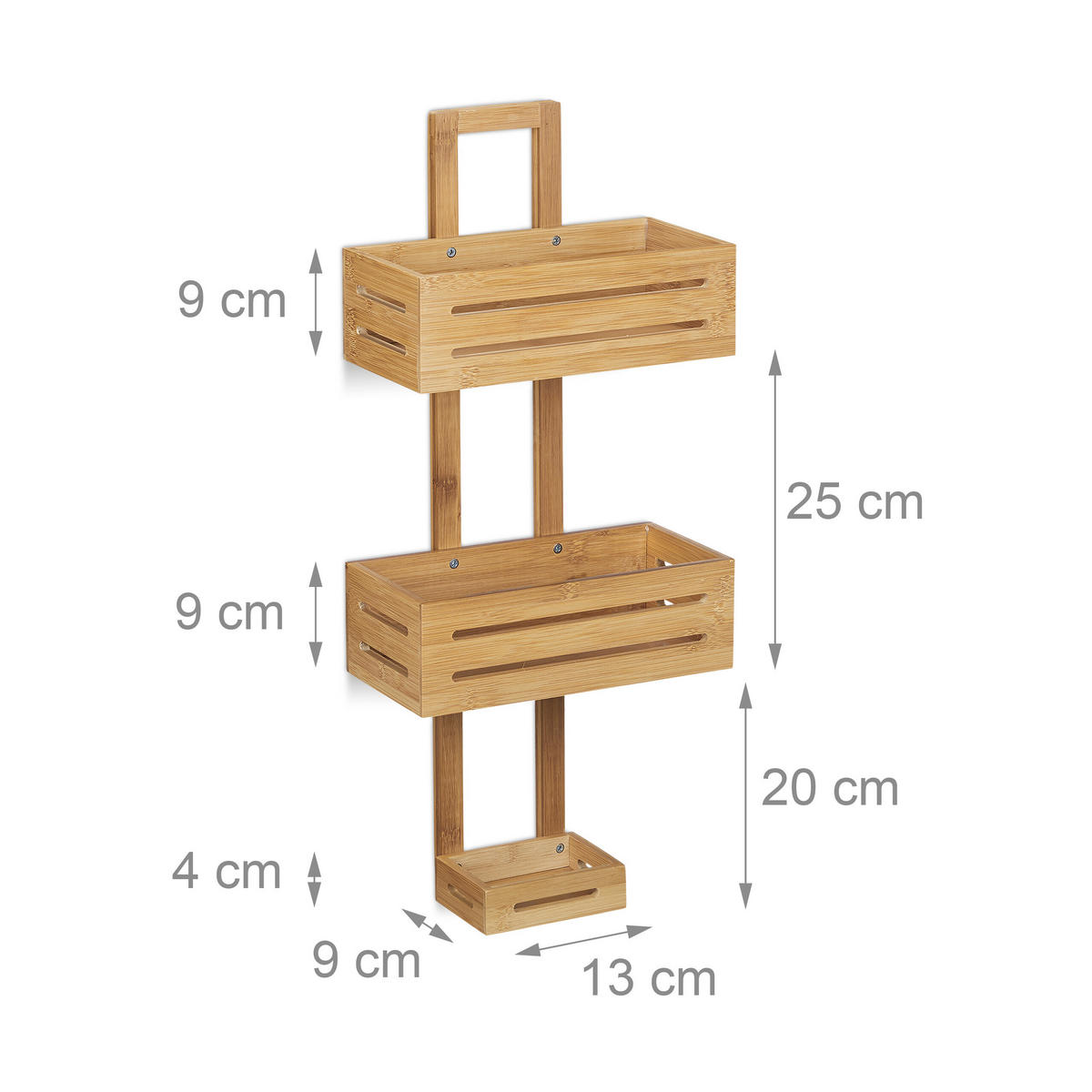 DUSCHREGAL - Hellbraun, Holz (28/65/15.5cm) - Relaxdays