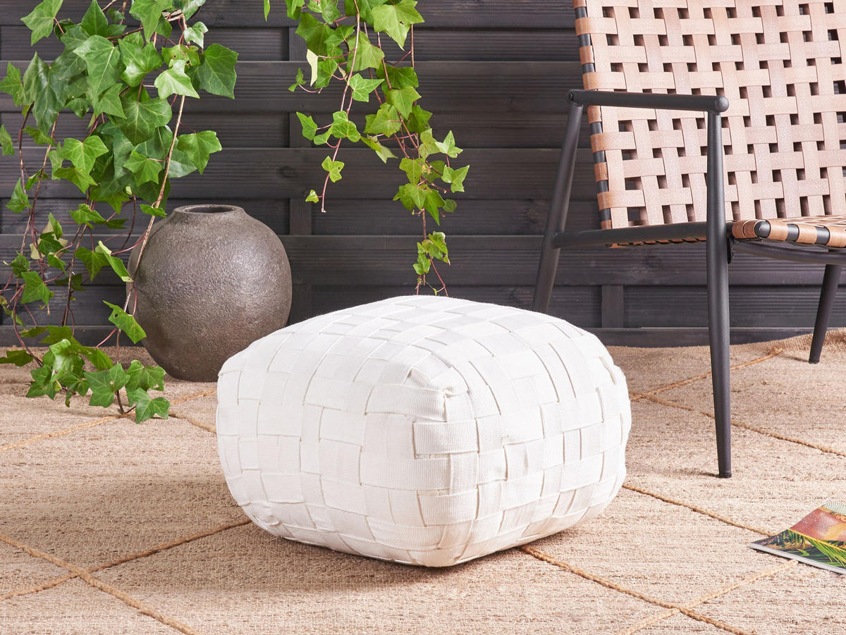 POUF Cremeweiß Bodla - Weiß, Kunststoff (50/30/50cm) - Beliani