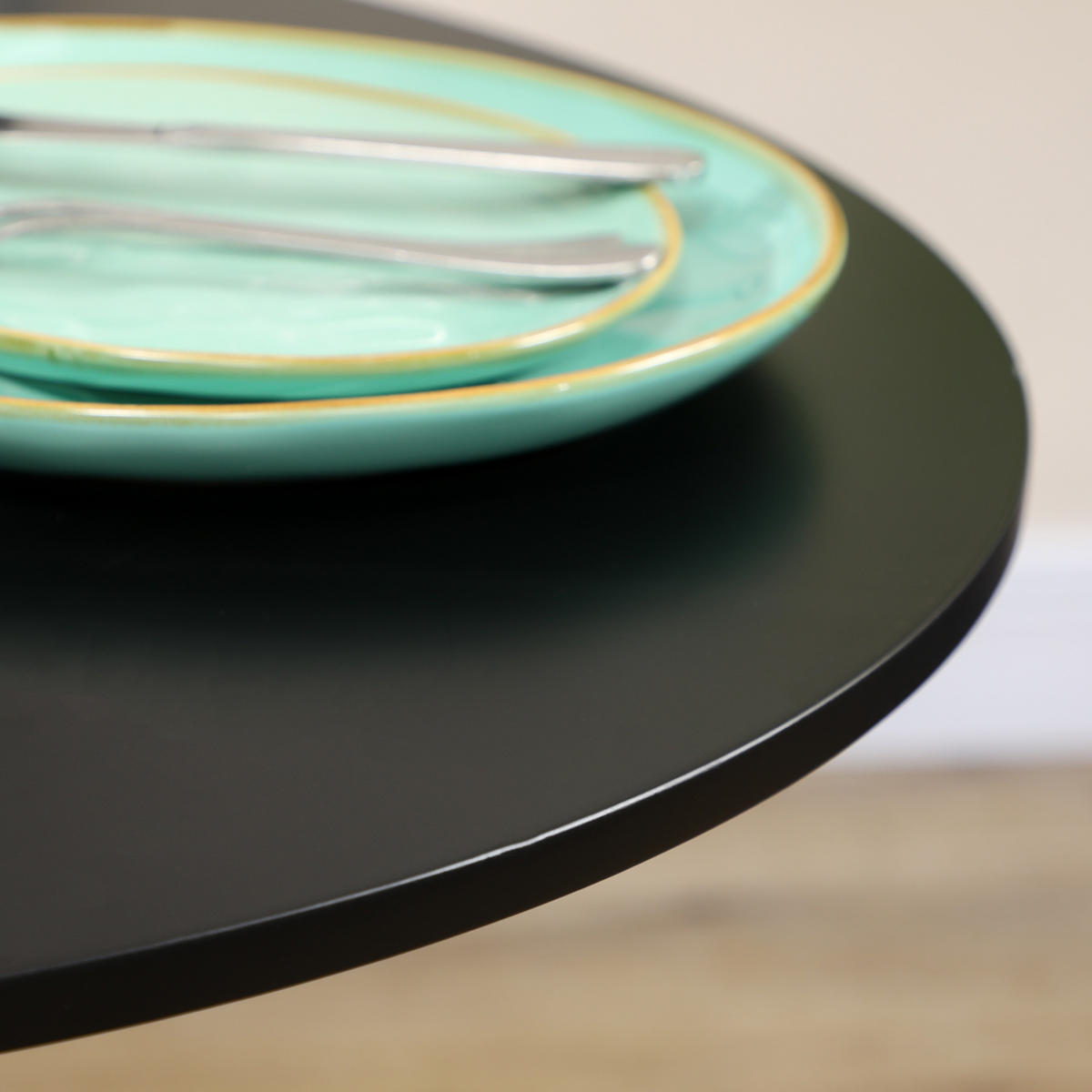 ESSTISCH Runder Küchentisch, Rutschfester Esszimmertisch für 2 Personen Schwarz - Schwarz, Holzwerkstoff/Metall (70/70/75cm) - HOMCOM