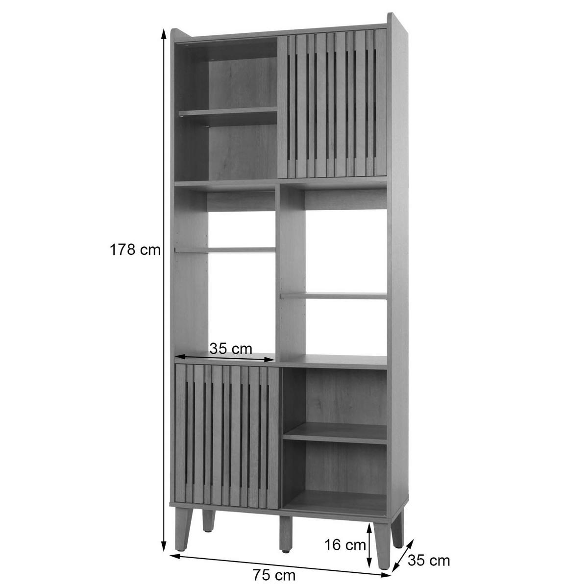 BÜCHERREGAL Walnuss Dekor - Walnussfarben, Holz (75/178/35cm) - MCW