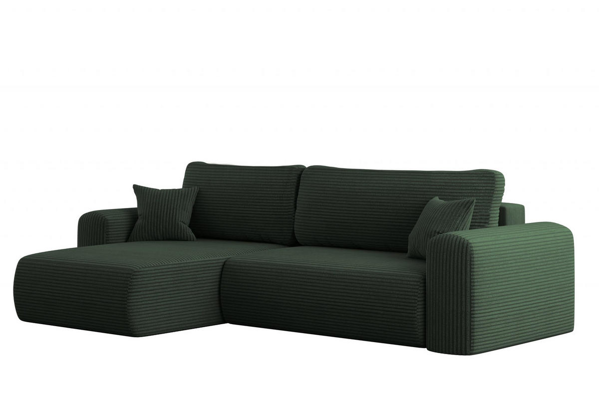 ECKSOFA Mit Schlaffunktion und Stauraum für Bettzeug Capri Stoff Poso Grün Links - Grün, Holz/Textil (145/272cm) - Kaiser Möbel