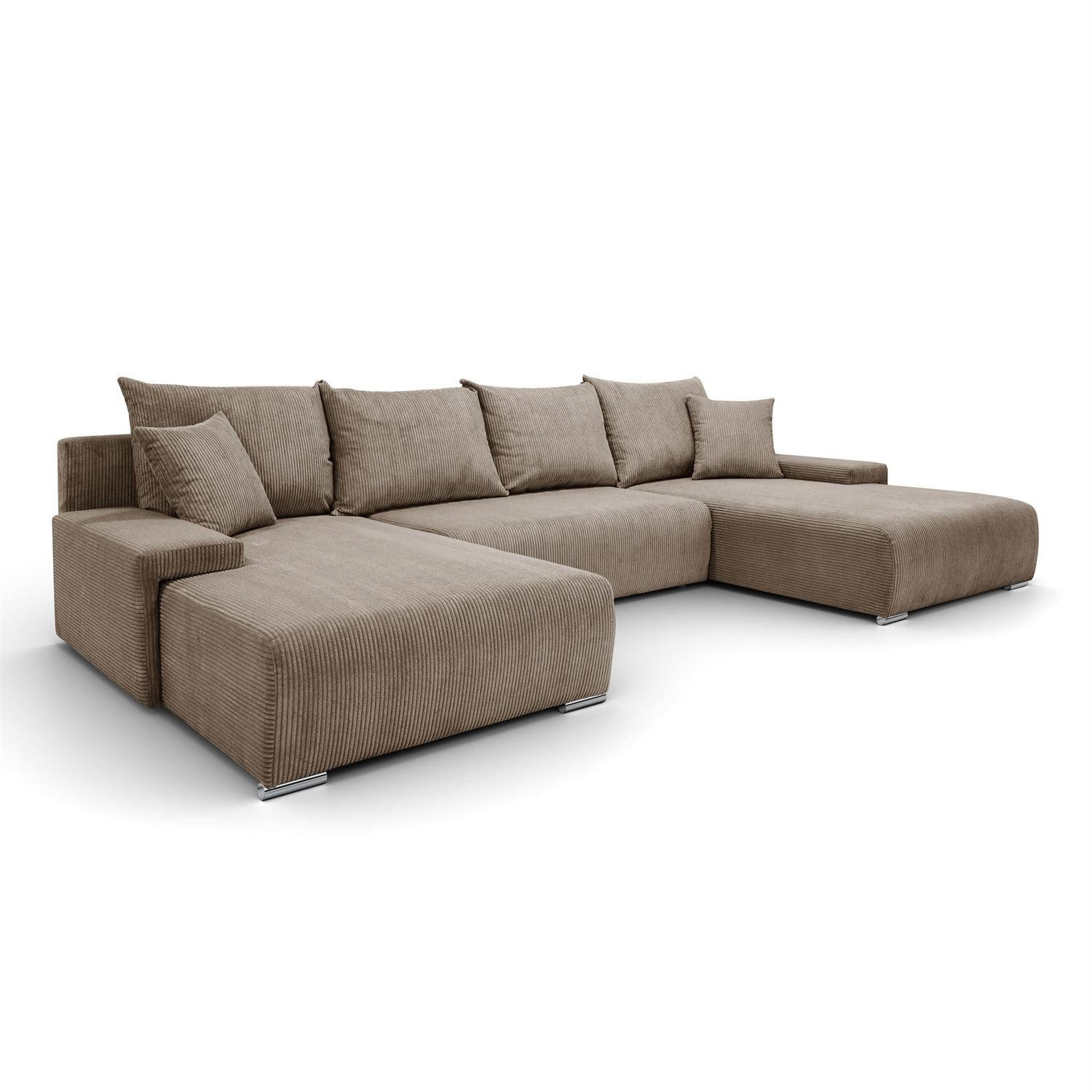 WOHNLANDSCHAFT LAVIO U mit Schlaffunktion und Bettkasten - Braun, Textil (348/93/188cm) - Lookway