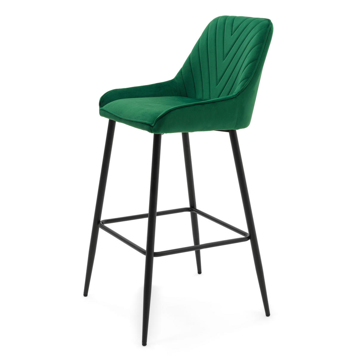 BARHOCKER VASTO gepolstert mit Steppung - grün - Samt Velours - Schwarz/Grün, Metall (50/102/55cm) - NEW HOME