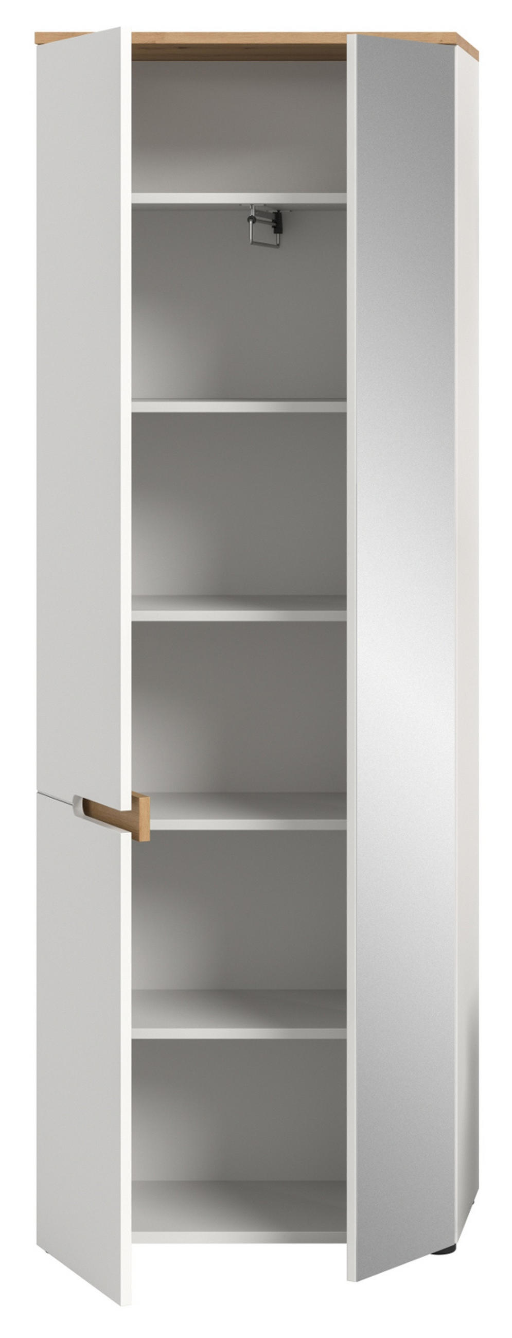 GARDEROBENSCHRANK weiß, Eiche Artisan 65 cm, Schuhschrank mit Soft-Close - Weiß, Glas/Holzwerkstoff (65/190/37cm) - Inn.Furn